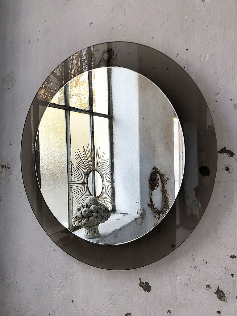 Smoked round design mirror Veca Italy