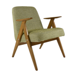 Vintage original armchair , 1960s, restored, upholstered, herringbone fabric