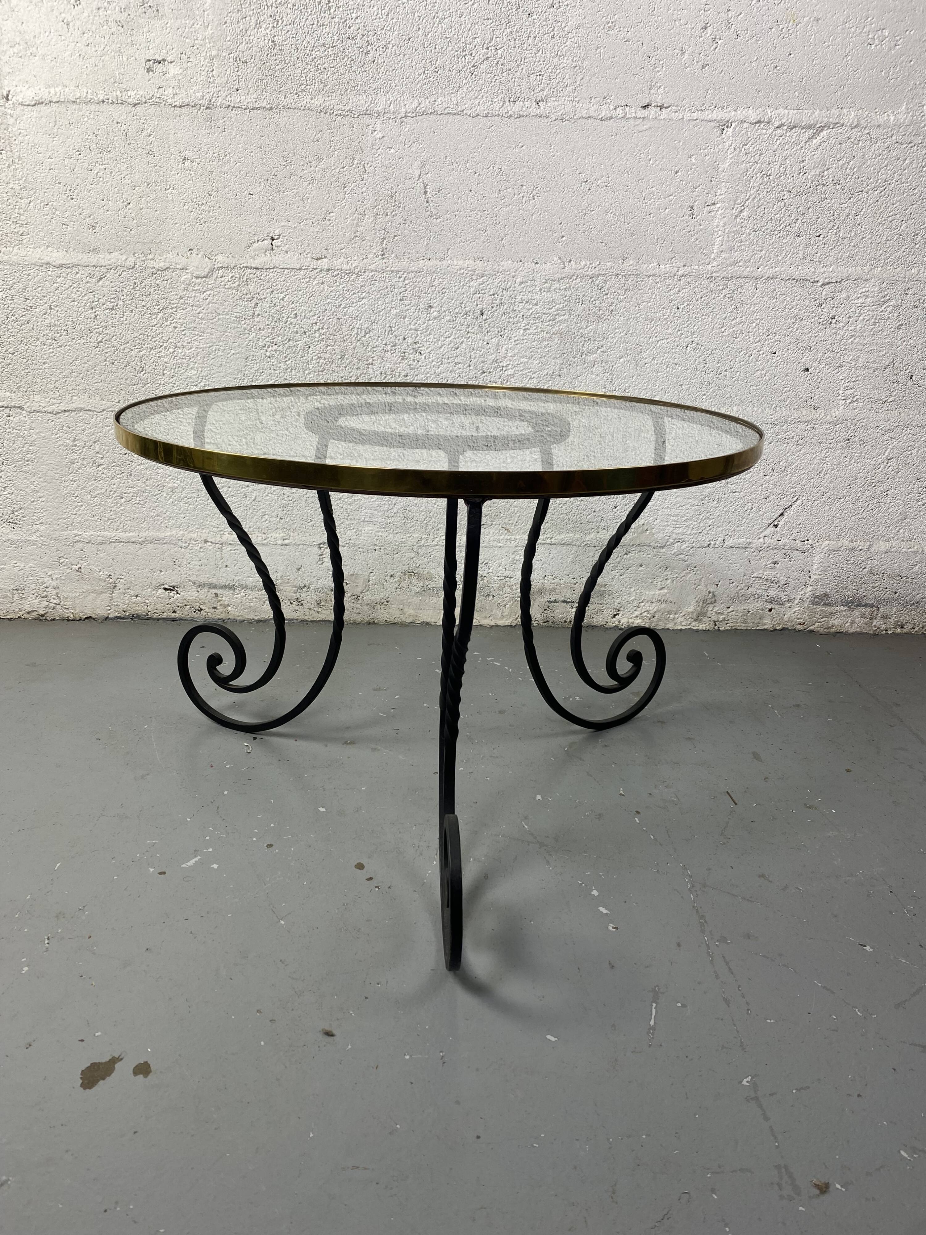 Wrought iron coffee table and glass top