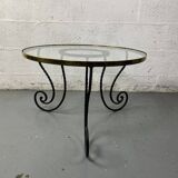 Table basse en fer forgé et plateau en verre