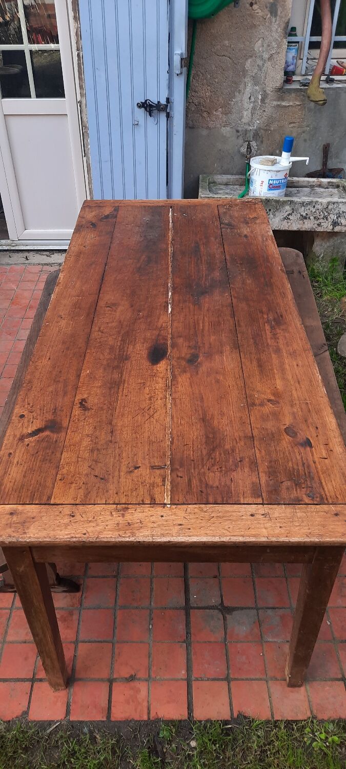 Farm table and pair of benches