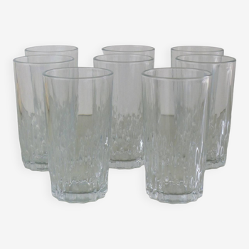 Set of 8 transparent glass water glasses