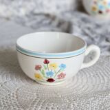 Vintage Salins earthenware chocolate cup - Floral pattern