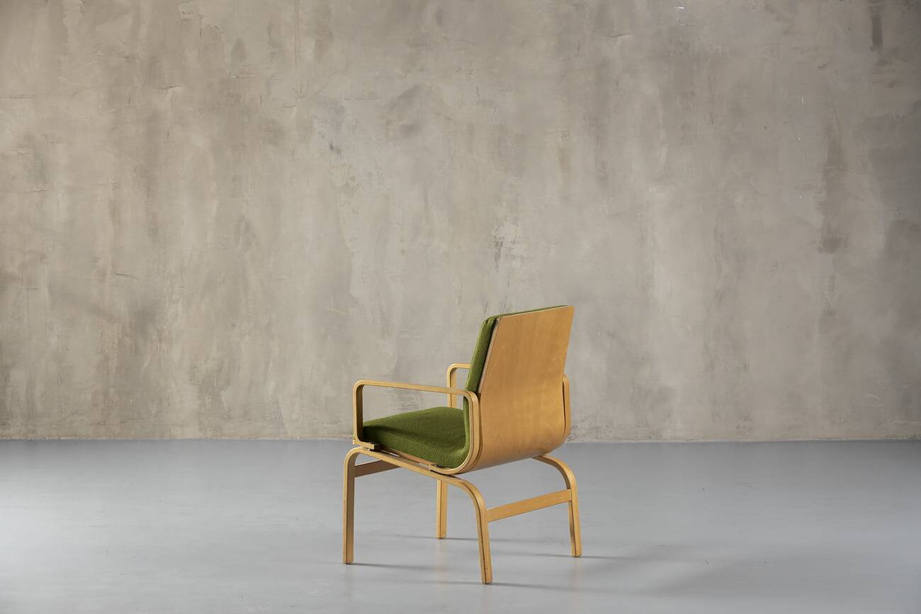 Bentwood chair in green upholstery Bill Stephens style, Denmark, 1970s