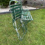 4 metal and wood garden chairs 1930