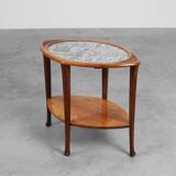 Art Nouveau Side Table in Walnut and Marble, France ca. 1915