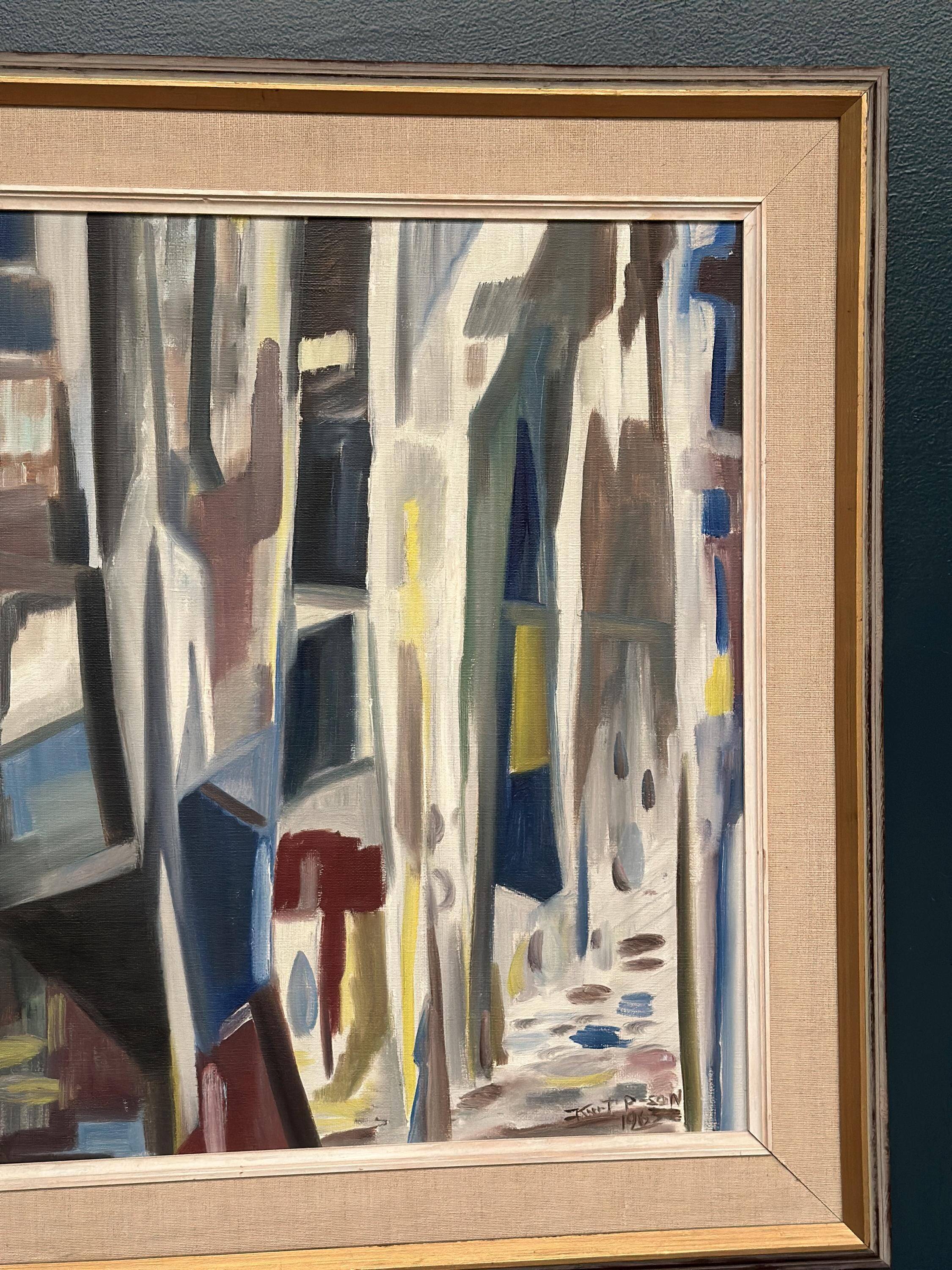 Huile sur toile suédoise – “Allée abstraite” par Kurt Persson