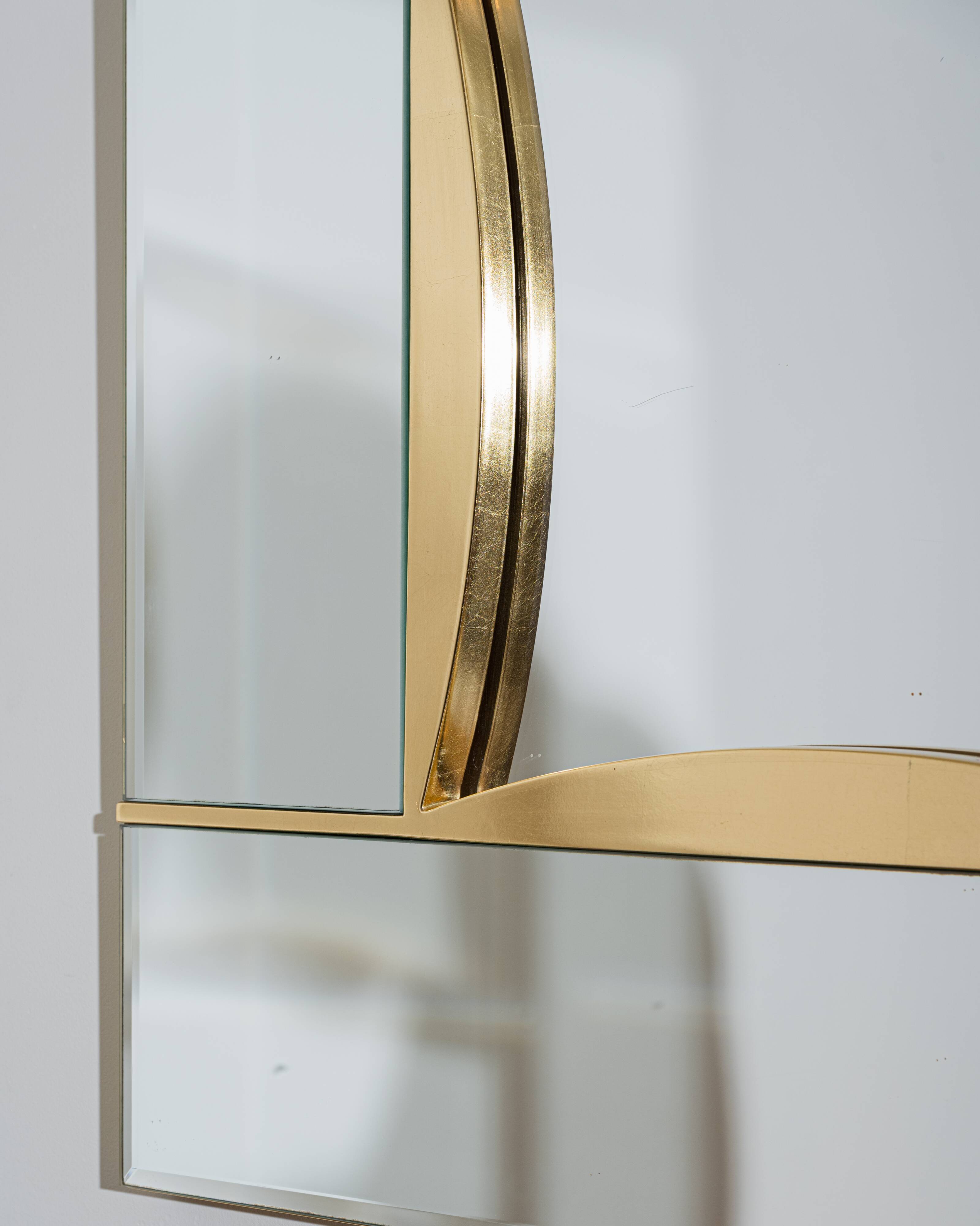 Cloisonné glass and brass mirror, 1970s