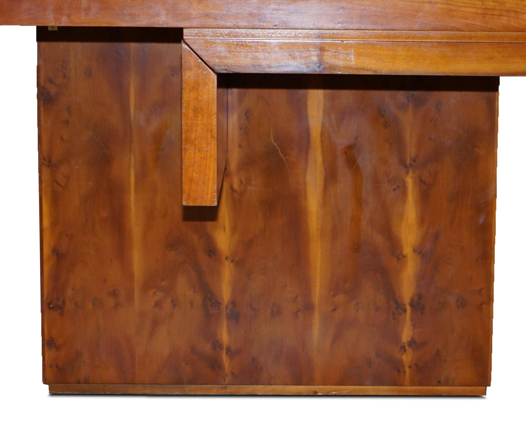 Very large contemporary desk made of yew burr wood.