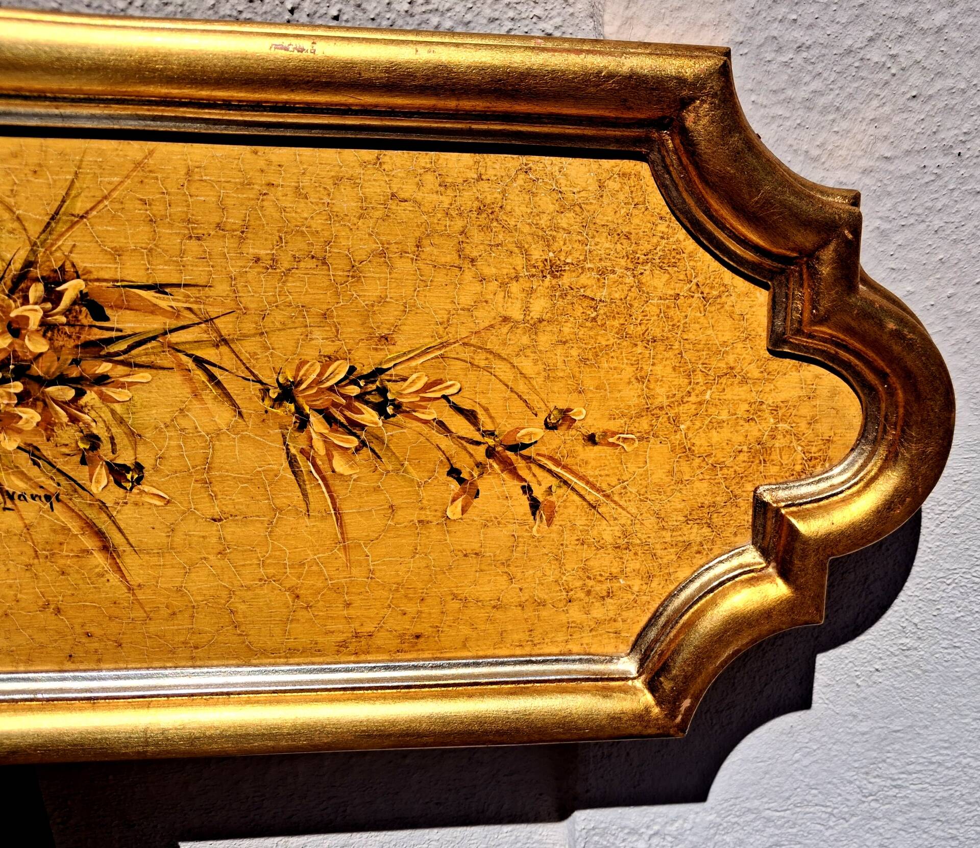 Vintage Venetian fresco, headboard, baroque art