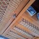 Vintage rattan cabinet with compass feet, old wicker chest of drawers