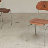 Set of 4 Czech school chairs in industrial style, 1960.