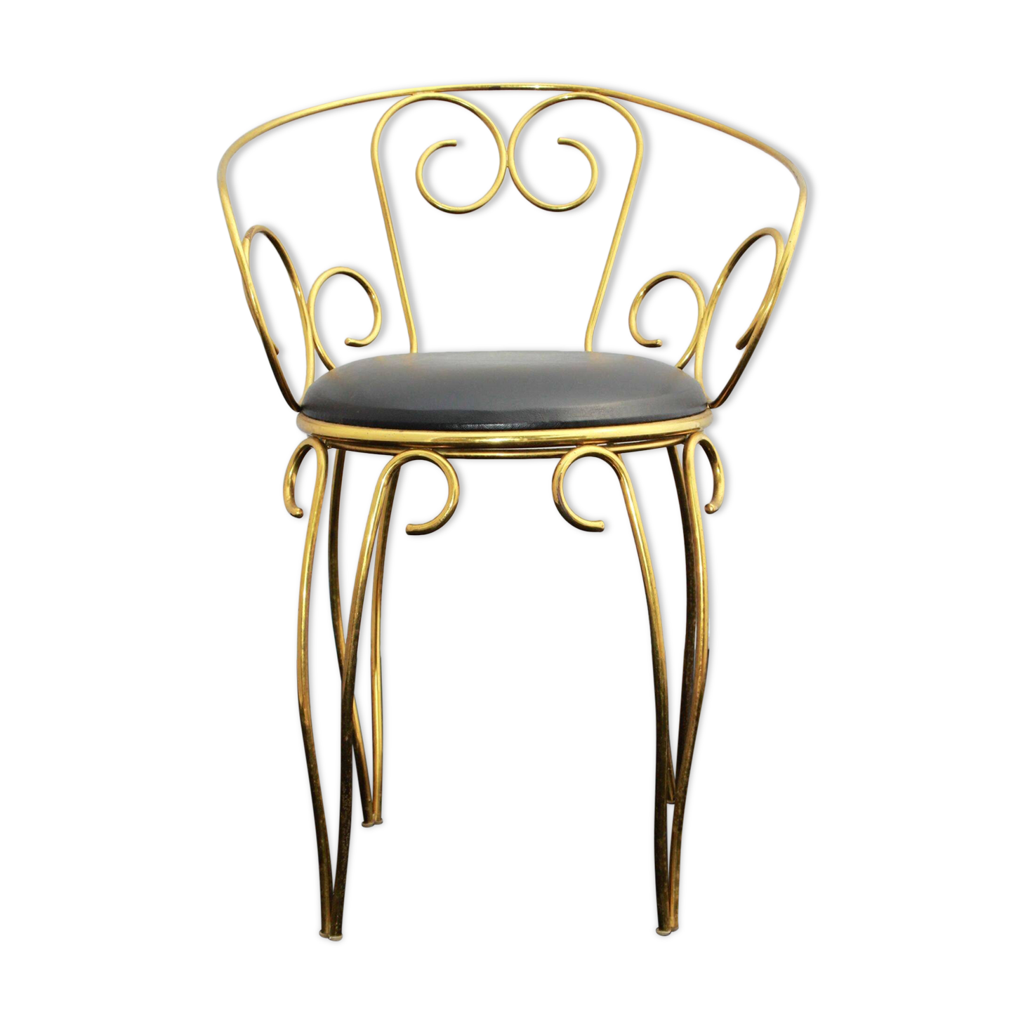 Vintage brass scroll armchair, 1960s.