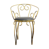 Vintage brass scroll armchair, 1960s.