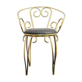 Vintage brass scroll armchair, 1960s.