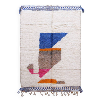 Tapis fait main blue, orange, rose، gris, blanc 250cmx150cm coloré