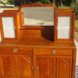 Vintage oak sideboard with sentry boxes and mirror