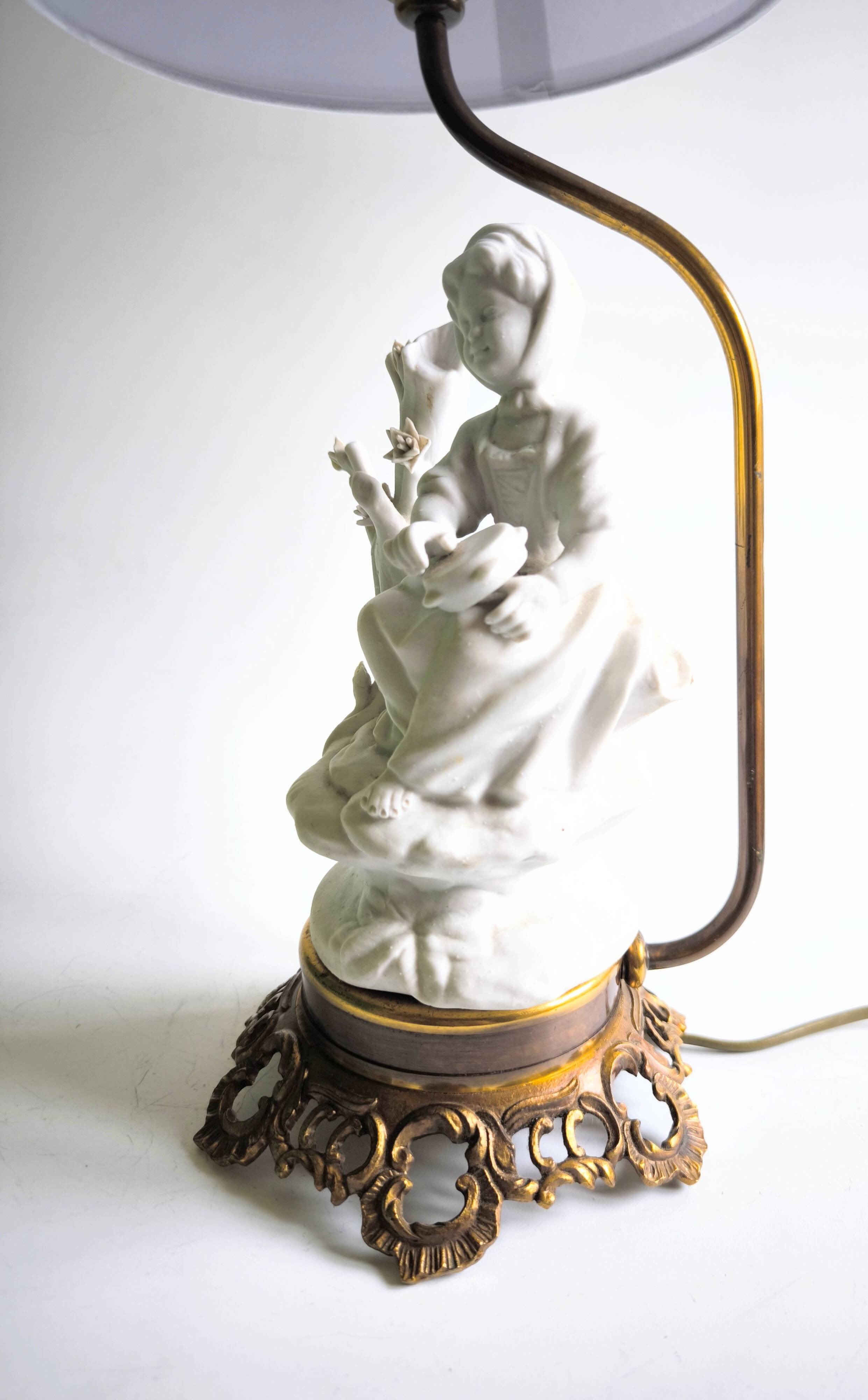 Bronze and Biscuit porcelain table lamp