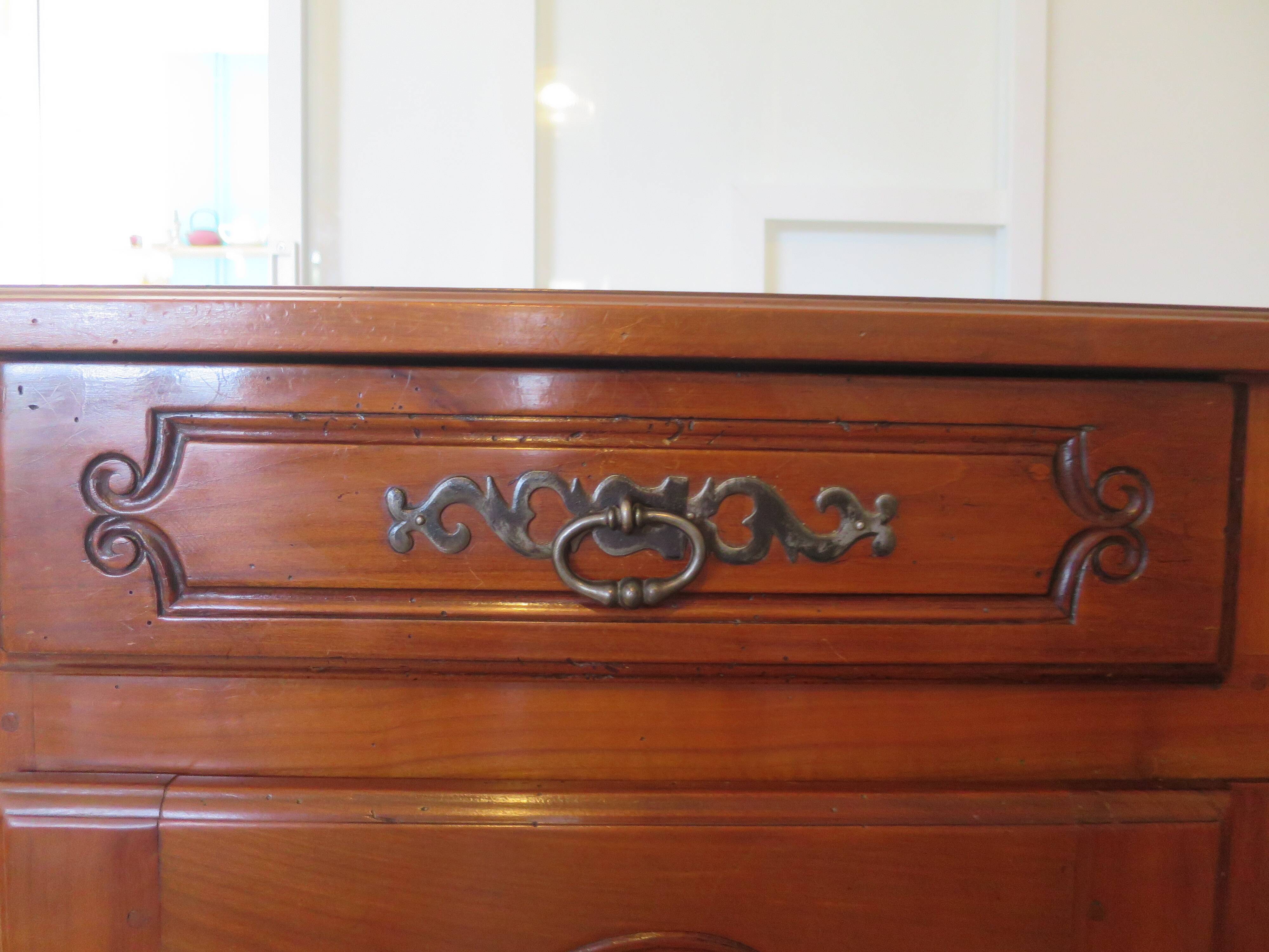 Rustic buffet Louis XV-Regency-jointed-massive wood-snail feet