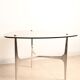 Design coffee table, glass top, aluminum legs