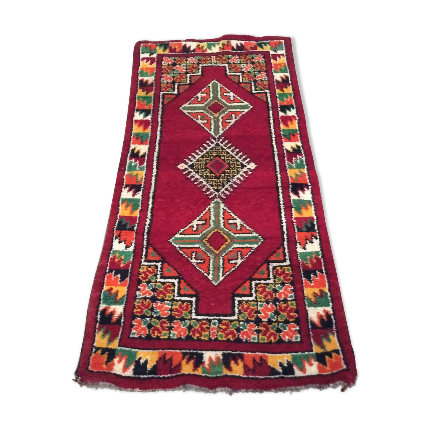 Vintage ethnic berber carpet 172x87cm
