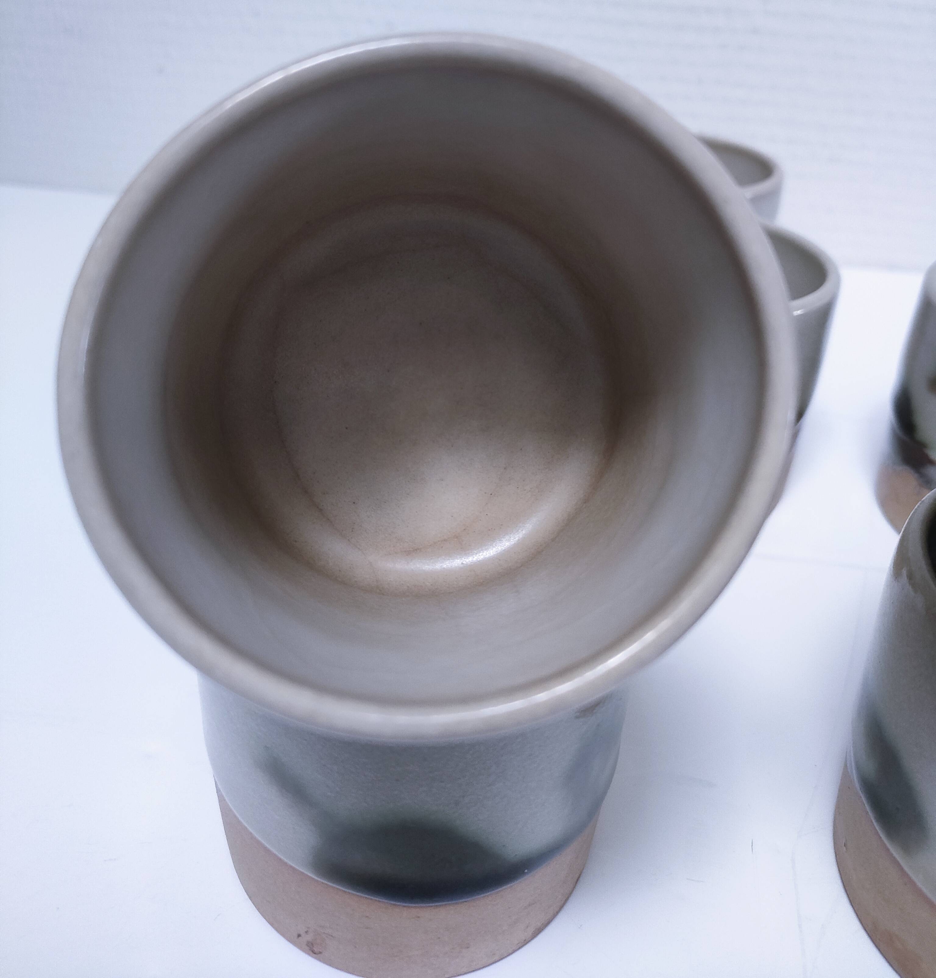 Eight ceramic glasses pottery la colombe Vallauris