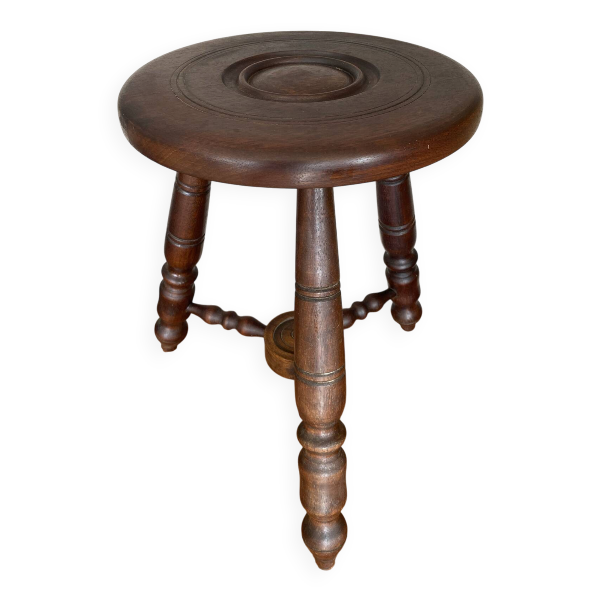 Oak stool attributed to Charles Dudouyt.