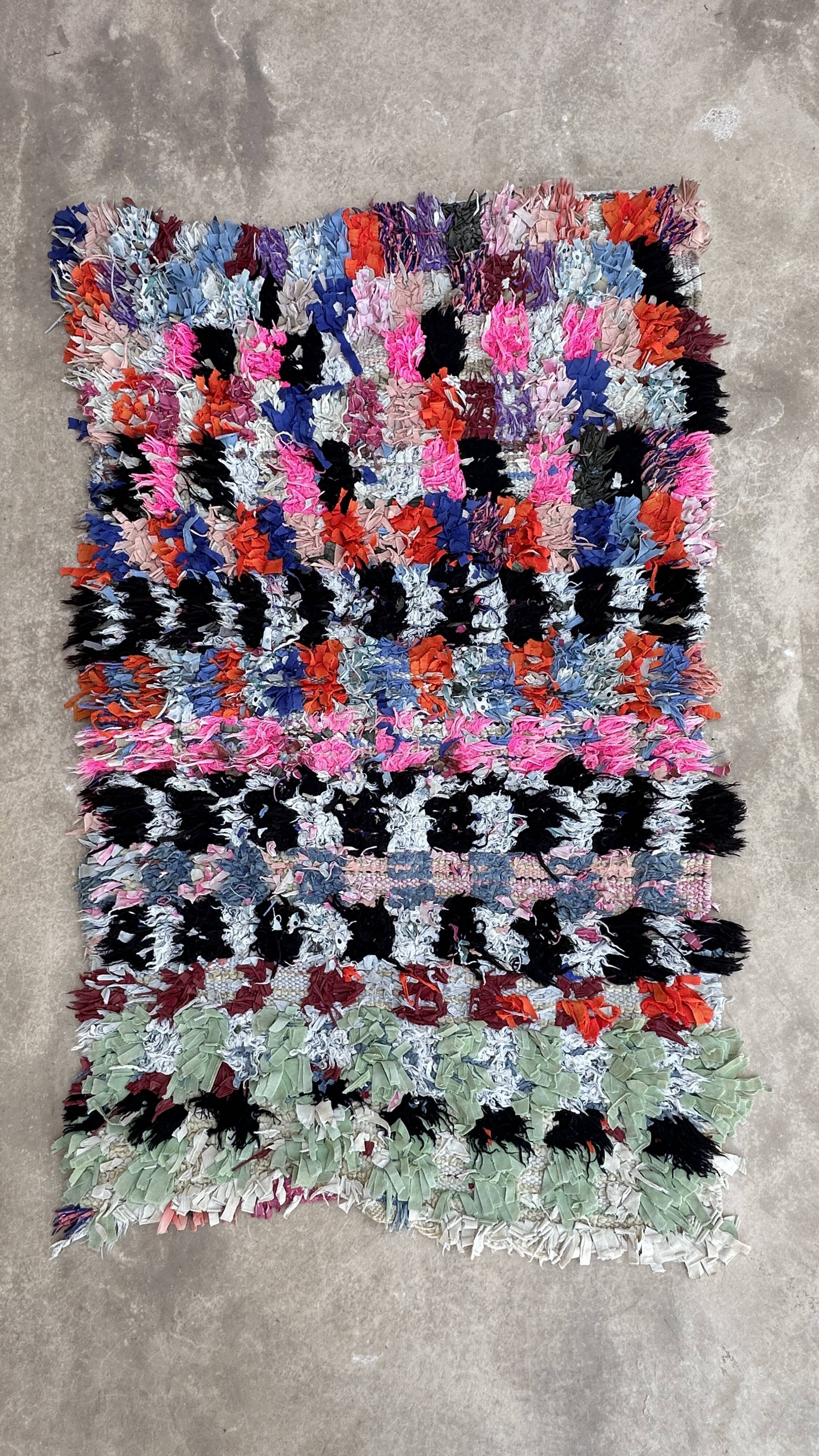 Tapis Marocain boucherouite coloré - 85 x 140 cm