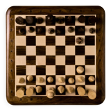 Wooden chessboard, geometric pieces