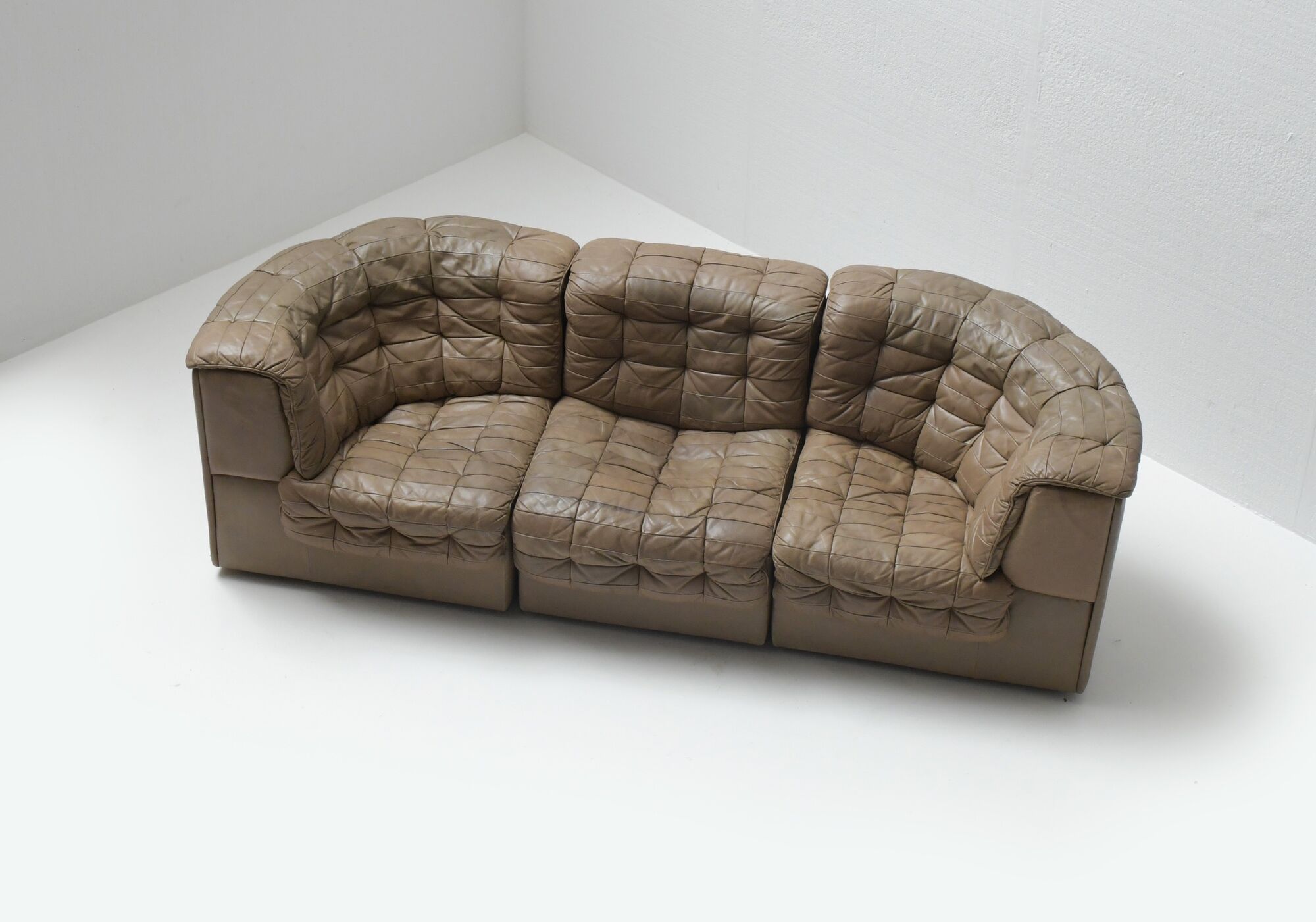 DS 11 modular sofa in brown patchwork leather by De Sede Team for De Sede Swiss