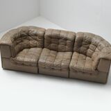 DS 11 modular sofa in brown patchwork leather by De Sede Team for De Sede Swiss