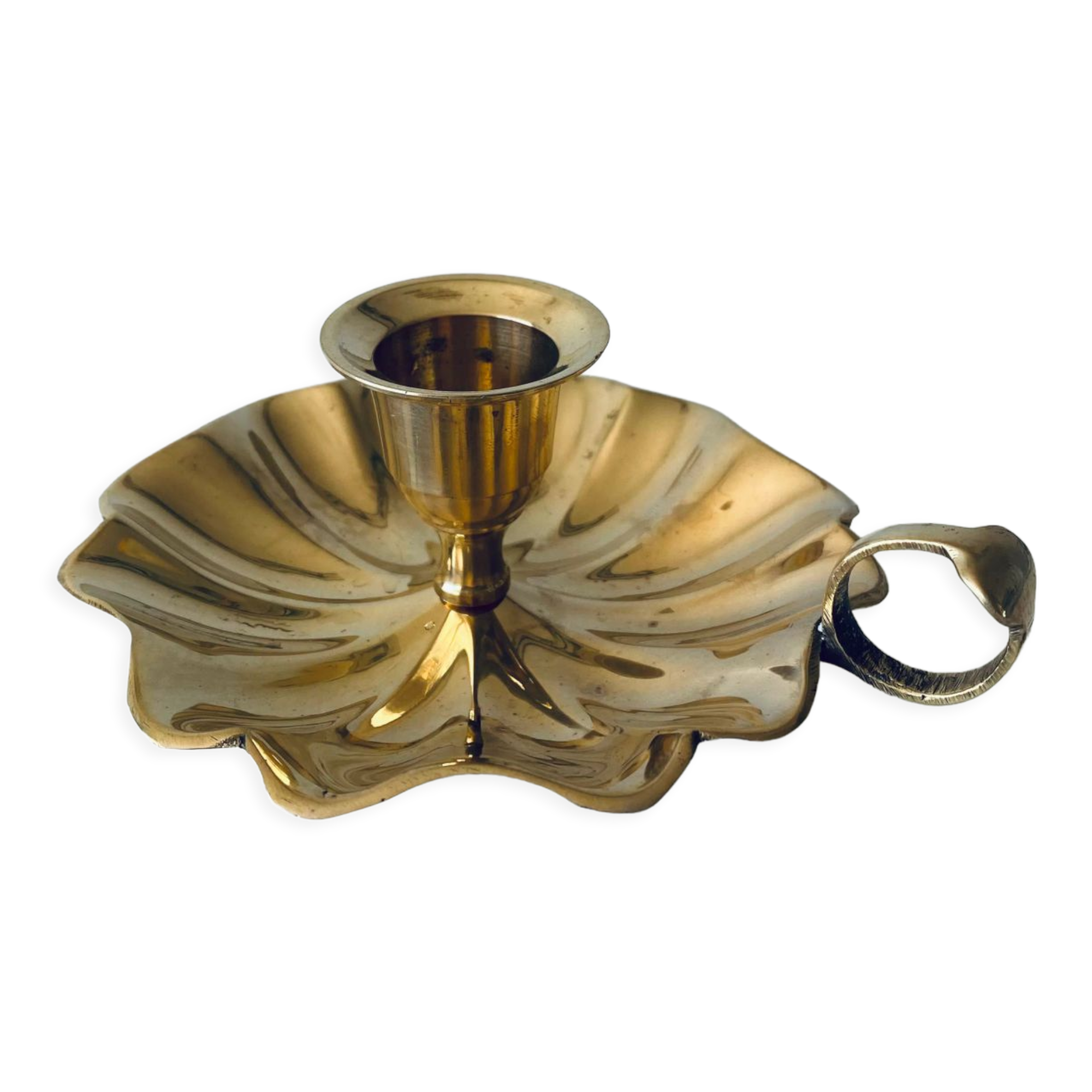 Indian candle holder in golden brass