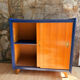 Buffet pieds compas bleu nuit & bois brut