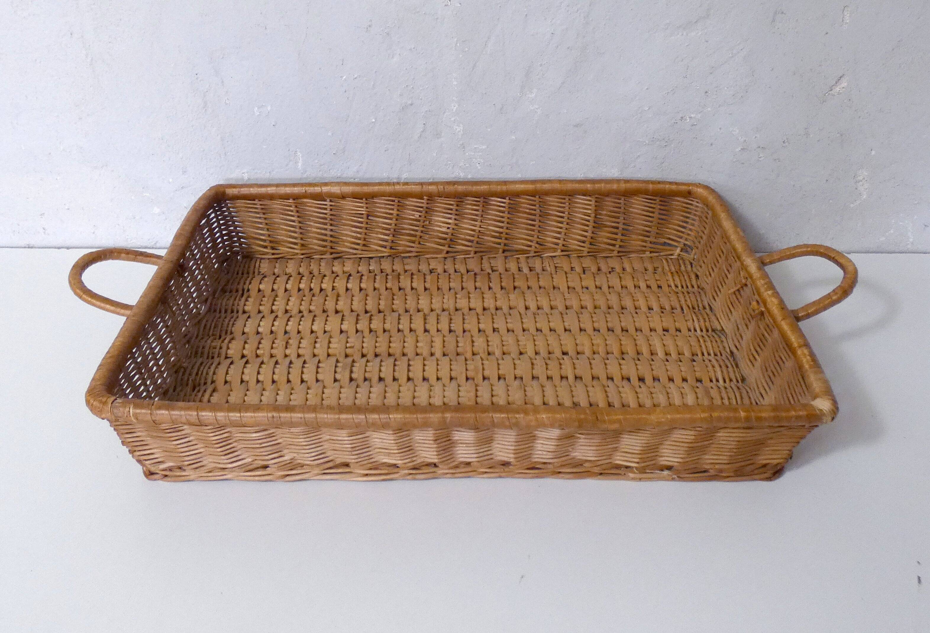 vintage rattan tray