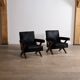 Paire de fauteuils lounge à jambes en X de Pierre Jeanneret, Chandigarh années 1960.