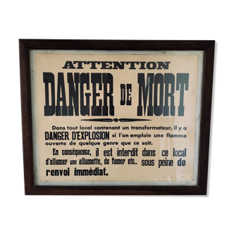 Cadre Attention danger de mort