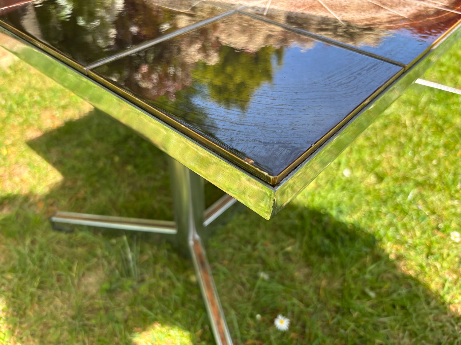 Vintage chrome and ceramic coffee table
