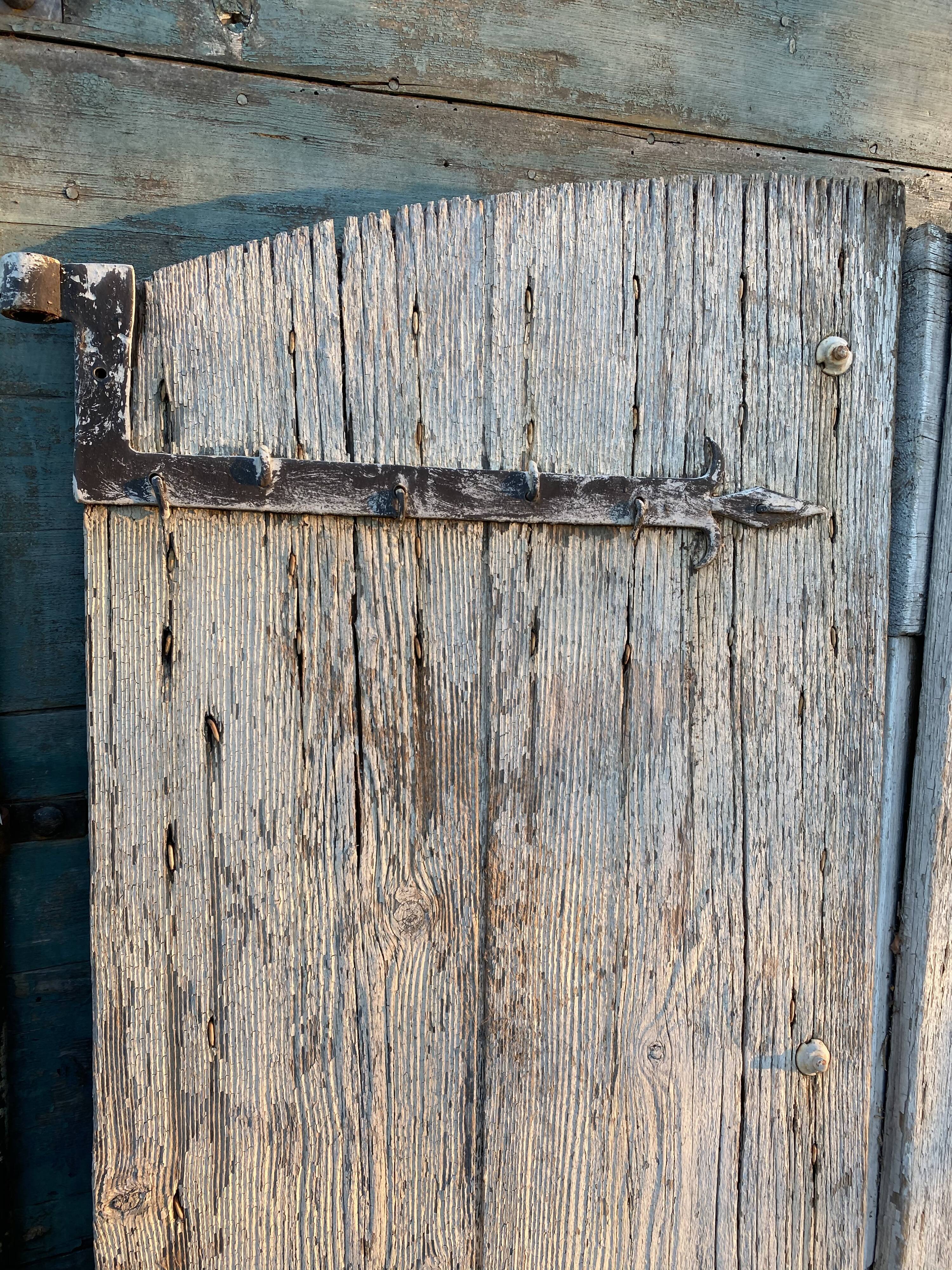 Pair of patinated wood shutters 19th