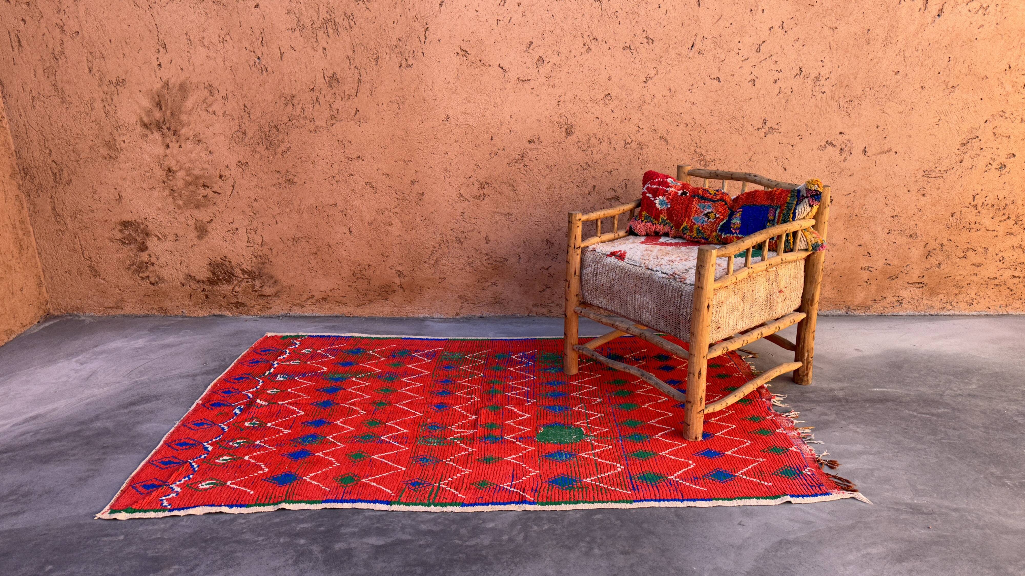Red Boujad Moroccan rug - 145 x 226 cm