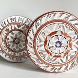 Handcrafted terracotta wall lamp enamelled bordeaux center
