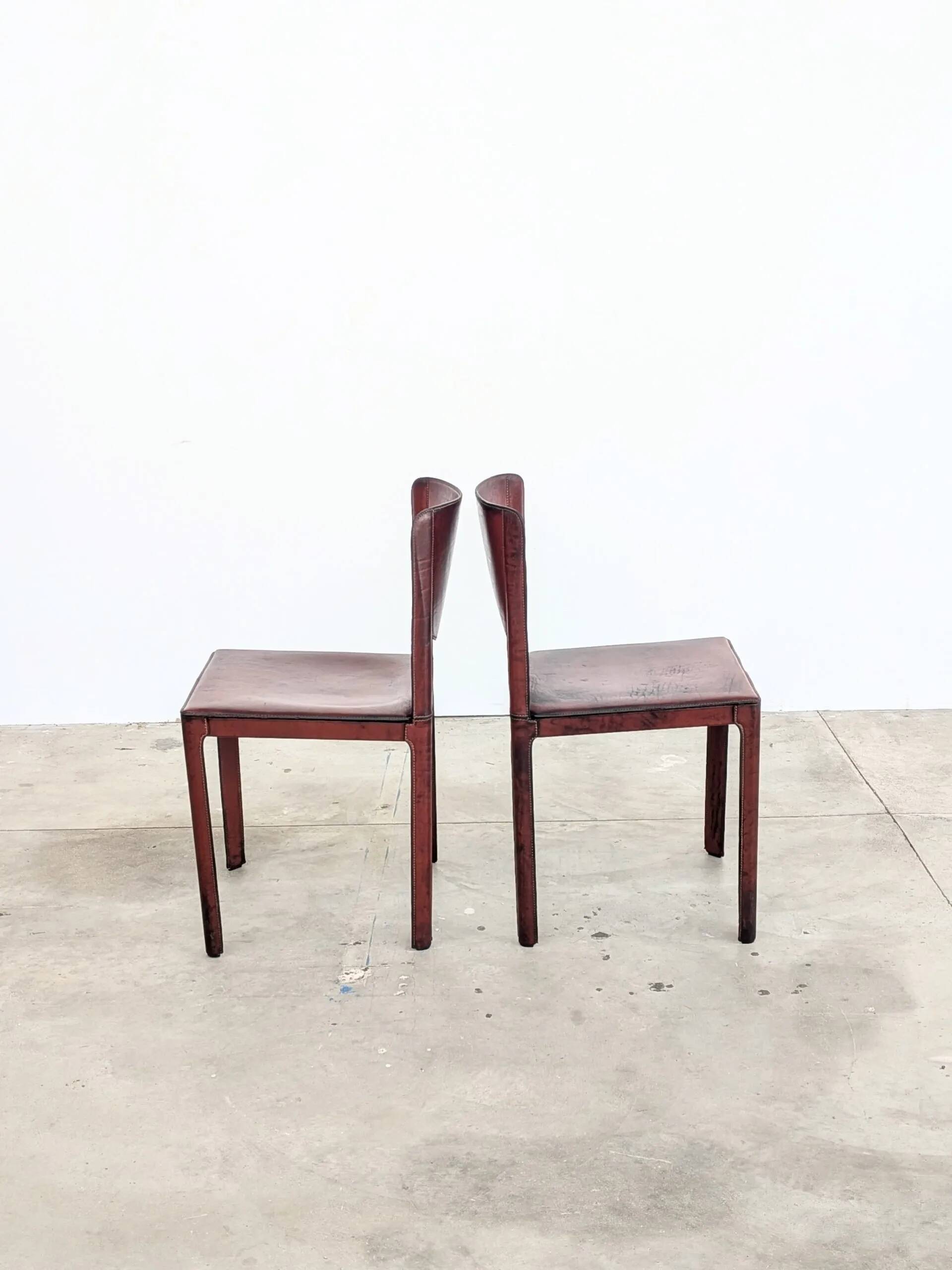 Lot de 4 chaises Matteo Grassi cuir rouge