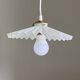 Vintage pleated white opaline glass pendant light.