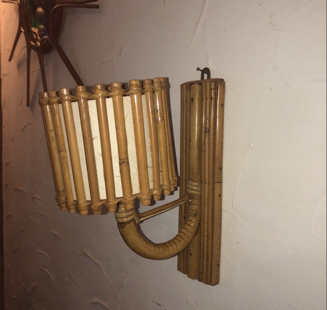 Vintage rattan wall lamp
