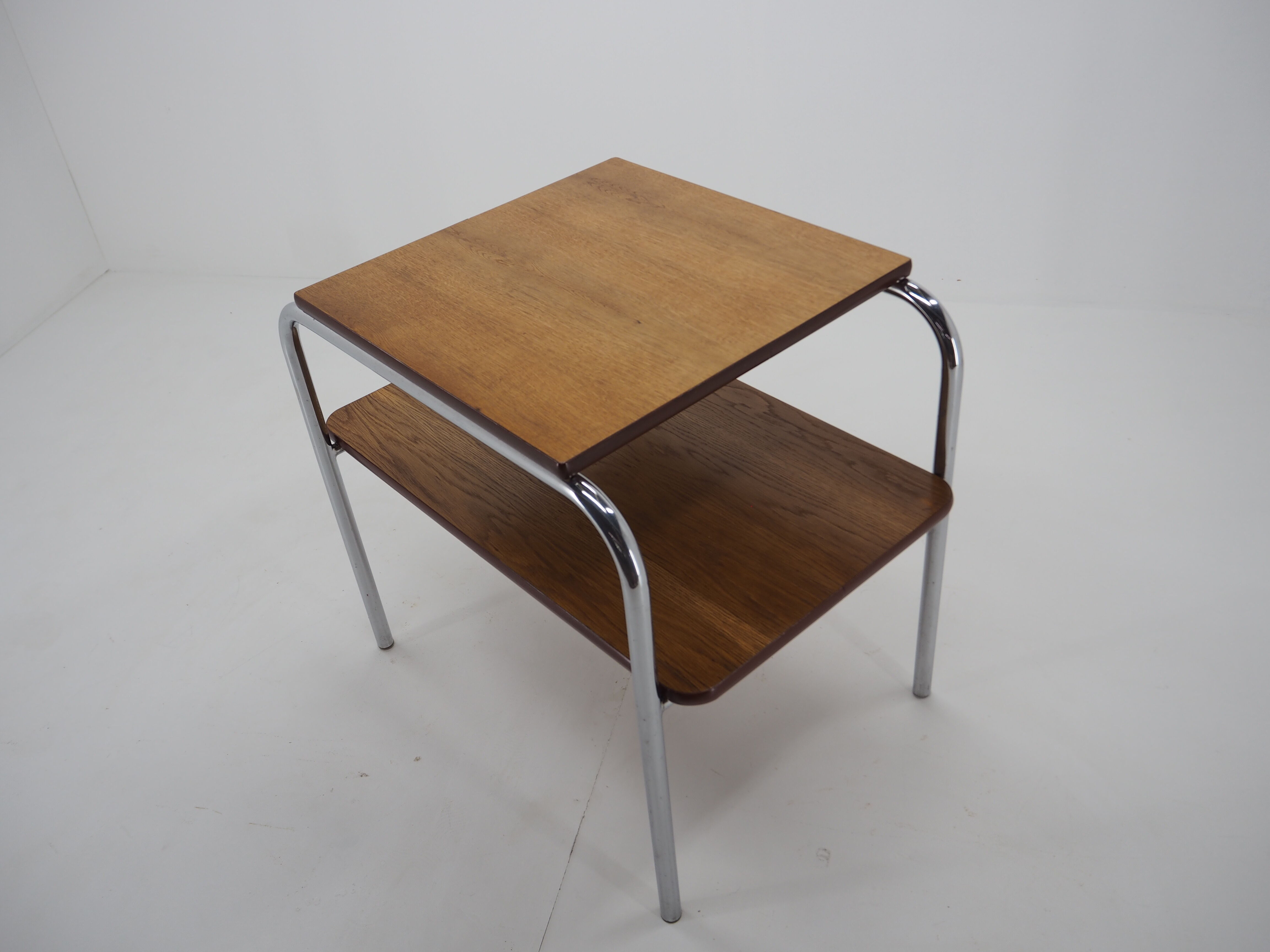 Table art déco chrome et bois, années 1940