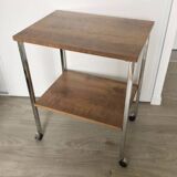 Desserte vintage en bois et chrome