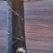 Large bronze lamp nynph in the bath 63x38 superb tiffany style lampshade