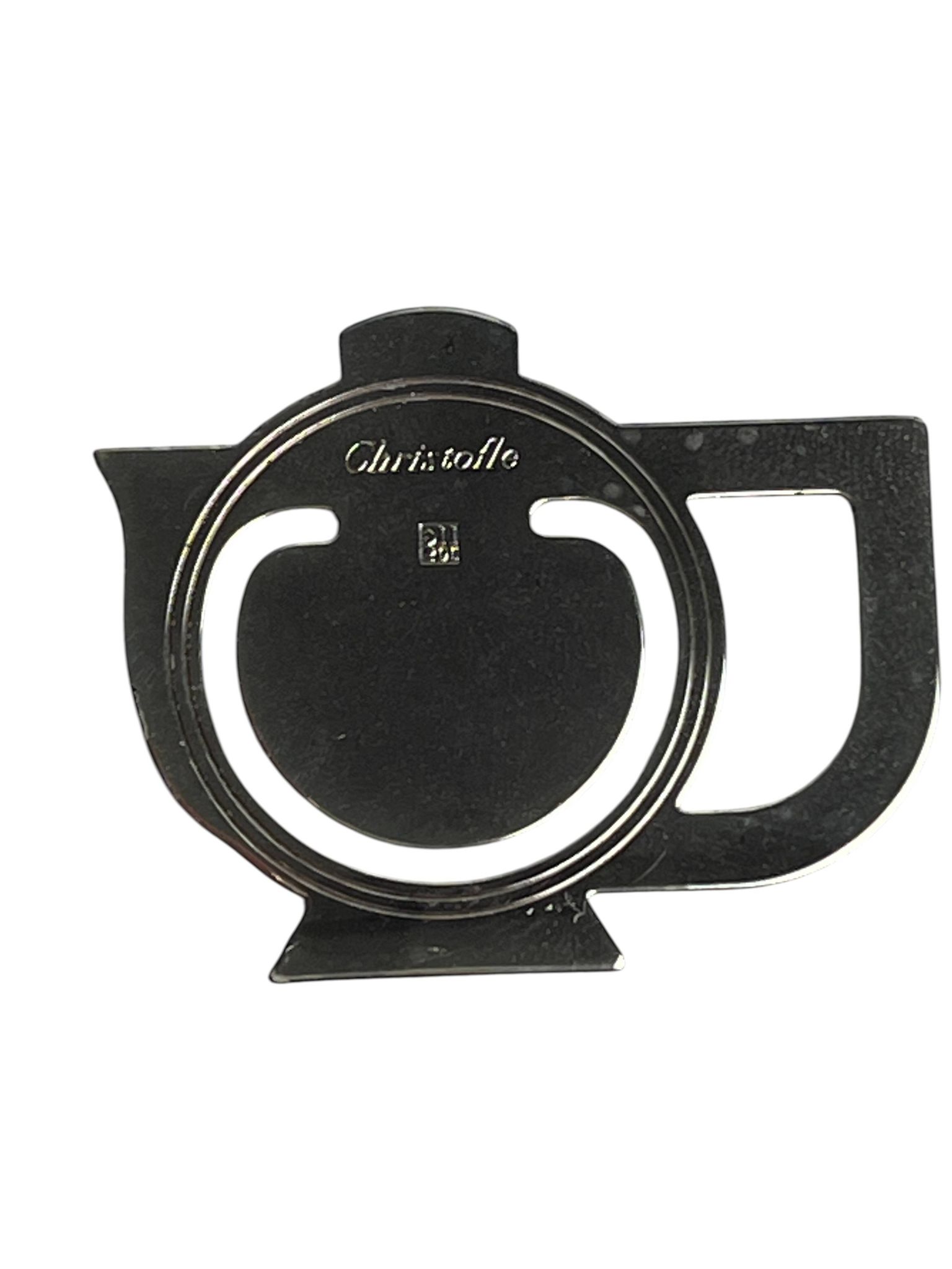 Christofle, silver-plated metal bookmark in the shape of a teapot from the 20th century.