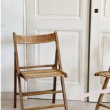 Pair of folding wooden chairs