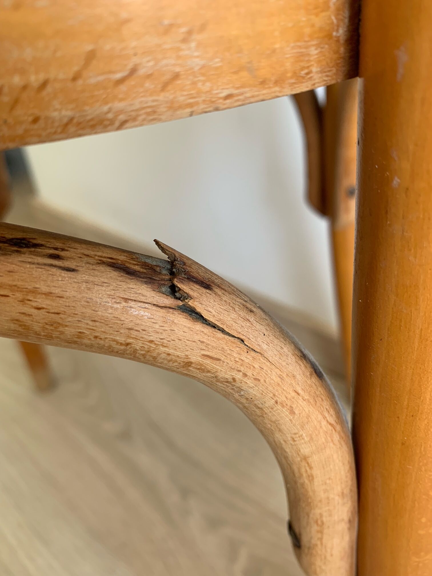 Set of 4 vintage wooden bistro chairs