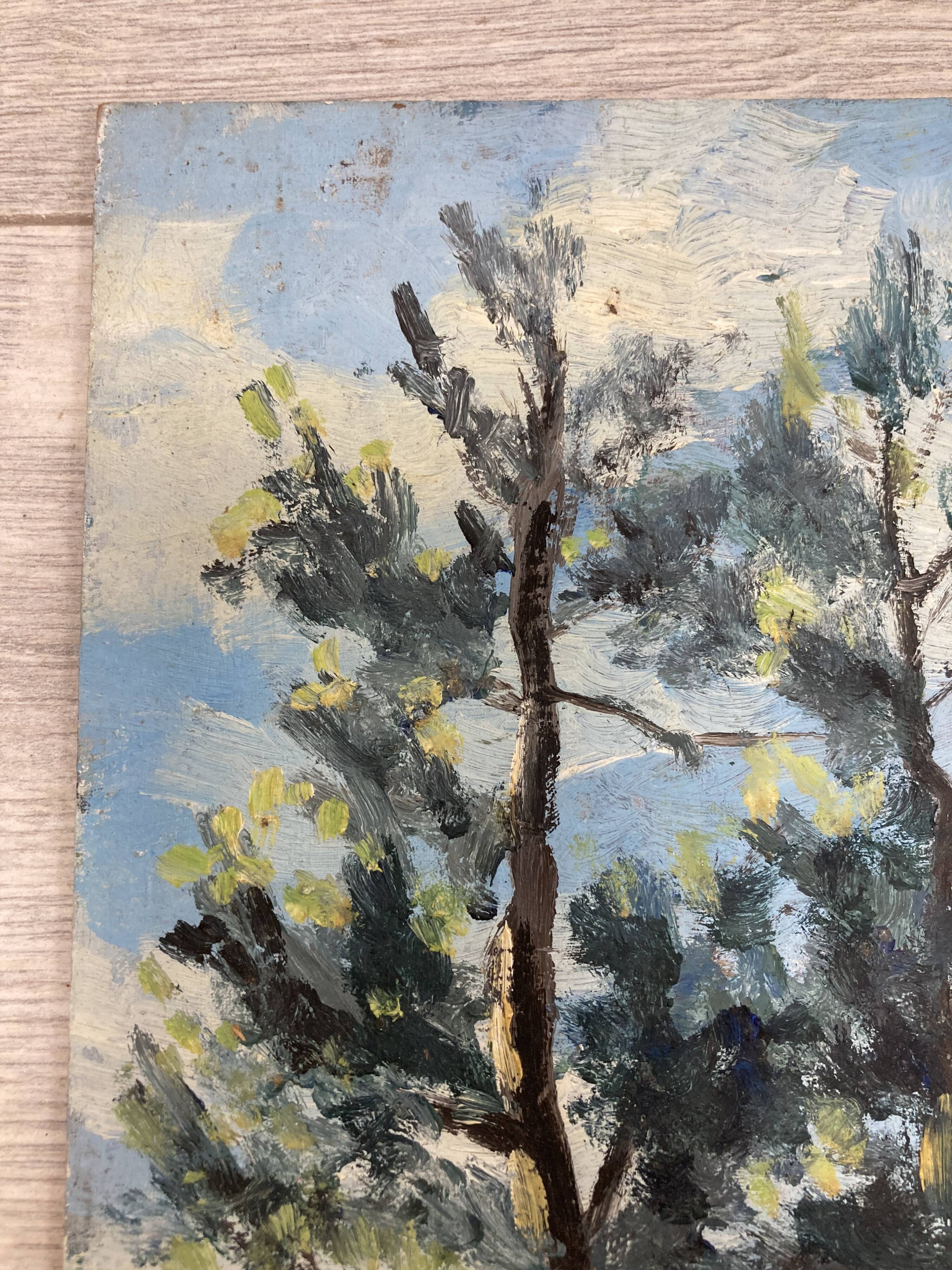 Landscape with poppies, oil on panel, Henry d'Avesnes (1907-1999)